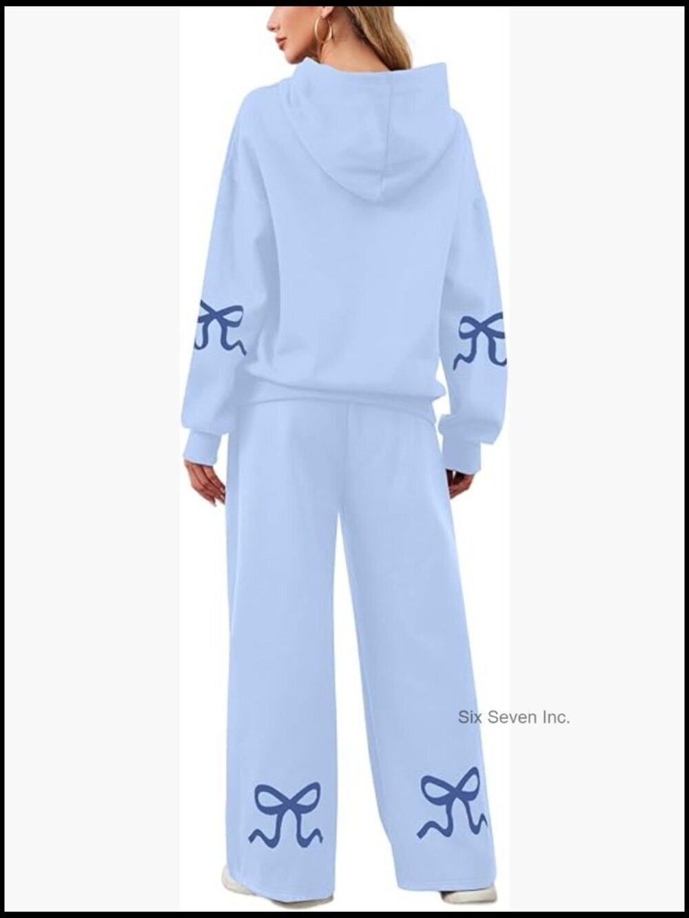 Womens 2 Piece Hoodie Sweatpants Set Bow Print Oversized Graphic Sweatsuit Fall